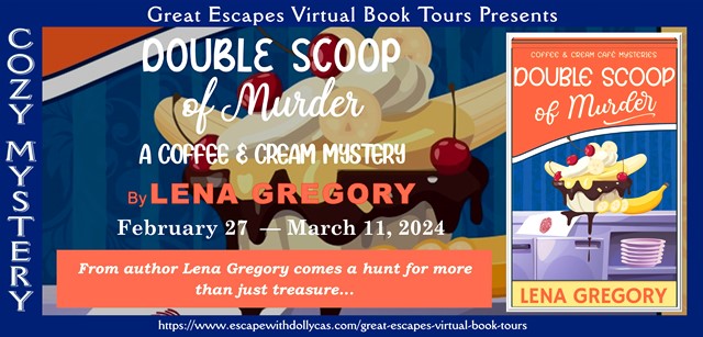 Virtual Book Tour & Book Review: Double Scoop of Murder (Coffee & Cream Café Mysteries) by Lena Gregory